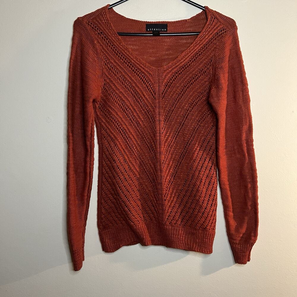 ATTENTION Sweater Size M Women Orange 100% Acrylic